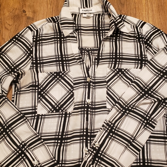 Express Long Sleeve Button Down Blouse - Picture 3 of 3